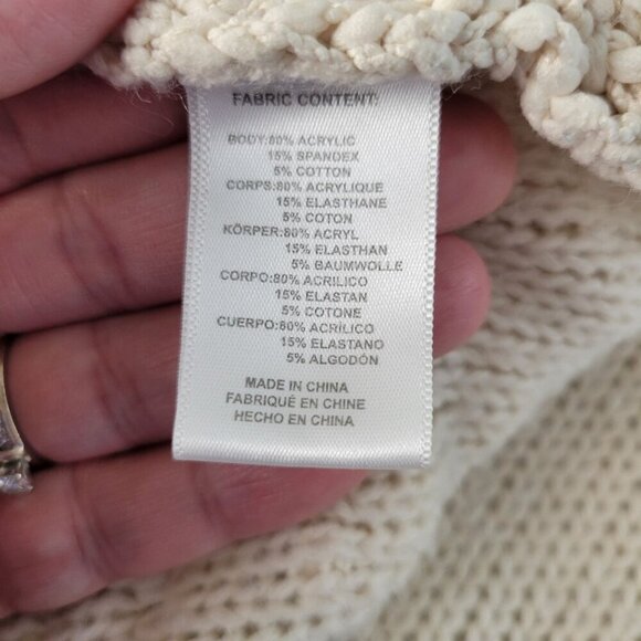 Anthropologie Akemi + Kin Fringe Boho Cardigan Crochet Open Front Cozy Oversized - Picture 12 of 14